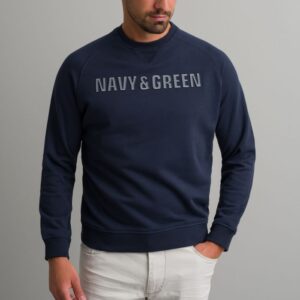 Navy & Green Μπλούζα Φούτερ Λαιμόκοψη
