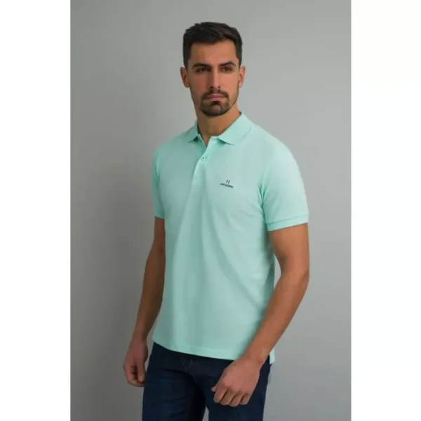 Navy & Green Μονόχρωμο Μπλουζάκι Πόλο - Image 3