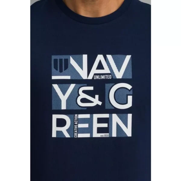 Navy&Green Μπλε T-Shirt - Image 4