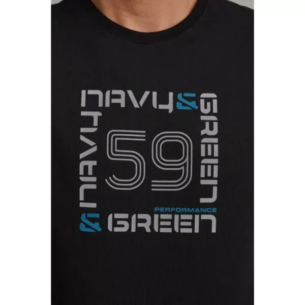 Navy & Green Μπλούζα Λαιμόκοψη με Τύπωμα - Image 3