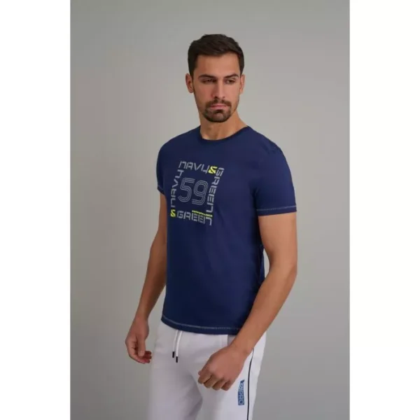 Navy & Green Μπλούζα Λαιμόκοψη με Τύπωμα - Image 3
