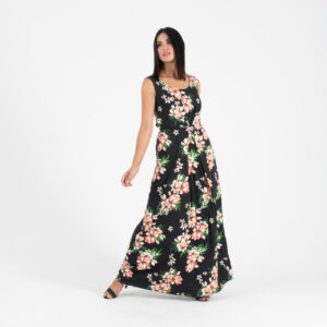 Forel Μαύρο Μακρύ Φόρεμα Floral