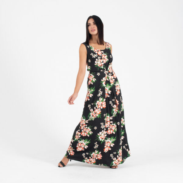 Forel Μαύρο Μακρύ Φόρεμα Floral