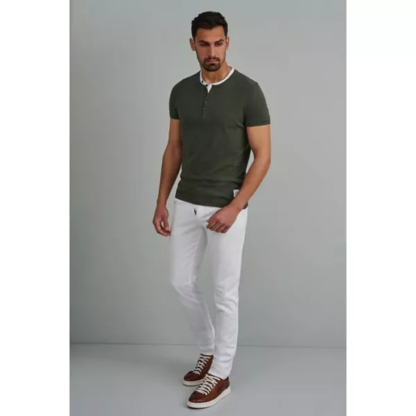 Navy & Green Μπλούζα Λαιμόκοψη Με Κουμπί - Image 3