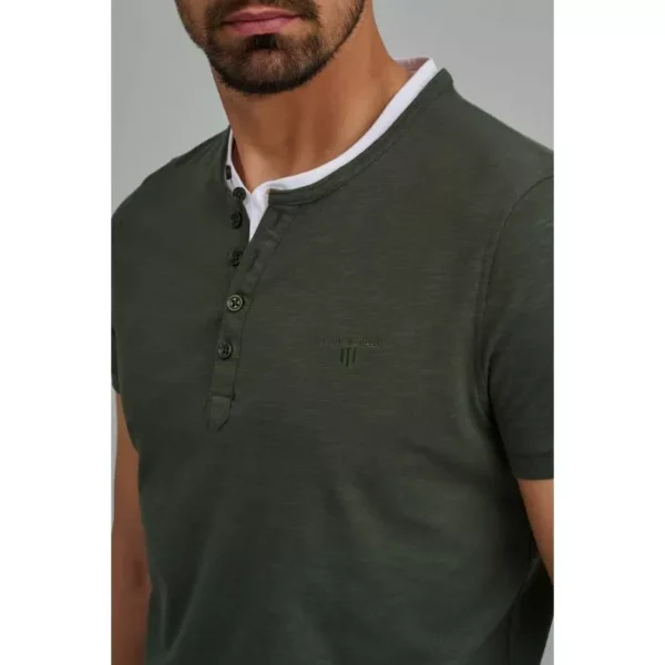 Navy & Green Μπλούζα Λαιμόκοψη Με Κουμπί - Image 5