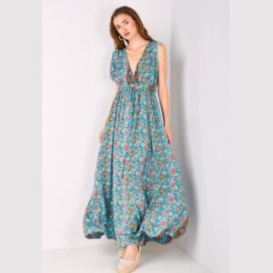 Fullah Sugah Maxi Εμπριμέ Φόρεμα Με Άνοιγμα V