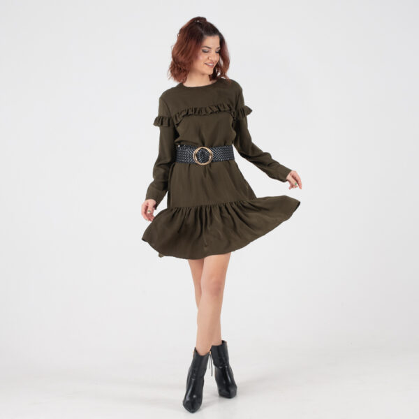 Fullah Sugah Χακί Μίντι Φόρεμα σε Φαρδιά Γραμμή - Image 3