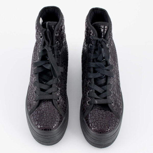 Lara Dee Μαύρα Sneakers Μποτάκια Εφε Κροκό με Χοντρή Σόλα - Image 4