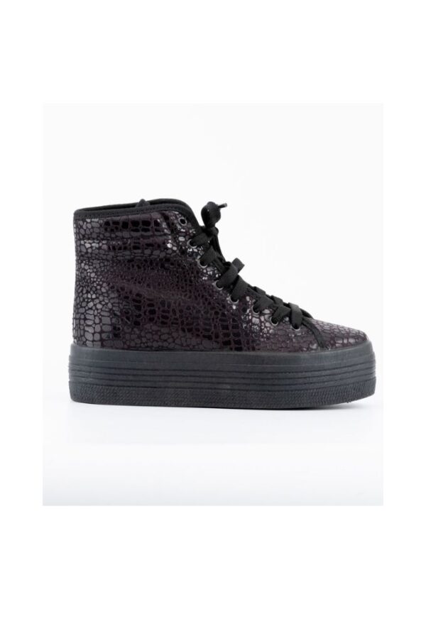 Lara Dee Μαύρα Sneakers Μποτάκια Εφε Κροκό με Χοντρή Σόλα - Image 2