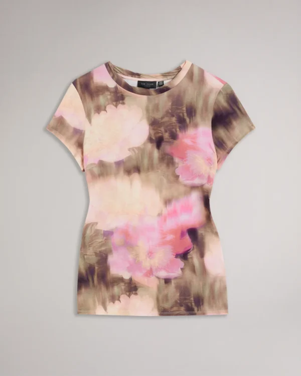Ted Baker T-Shirt με Λαιμόκοψη ροζ Floral Print - Image 3