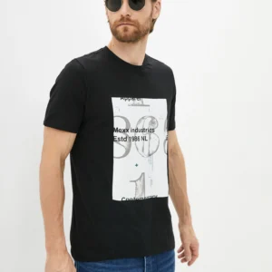 Mexx T-Shirt Μαύρο με Λαιμόκοψη και Στάμπα