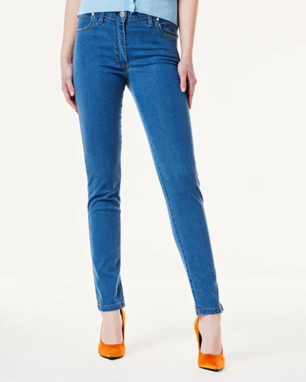 Forel Παντελόνι Τζιν Denim Μπλέ σε Στενή Γραμμή