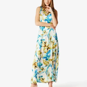 Forel Φόρεμα Floral Μακρύ Τυρκουάζ