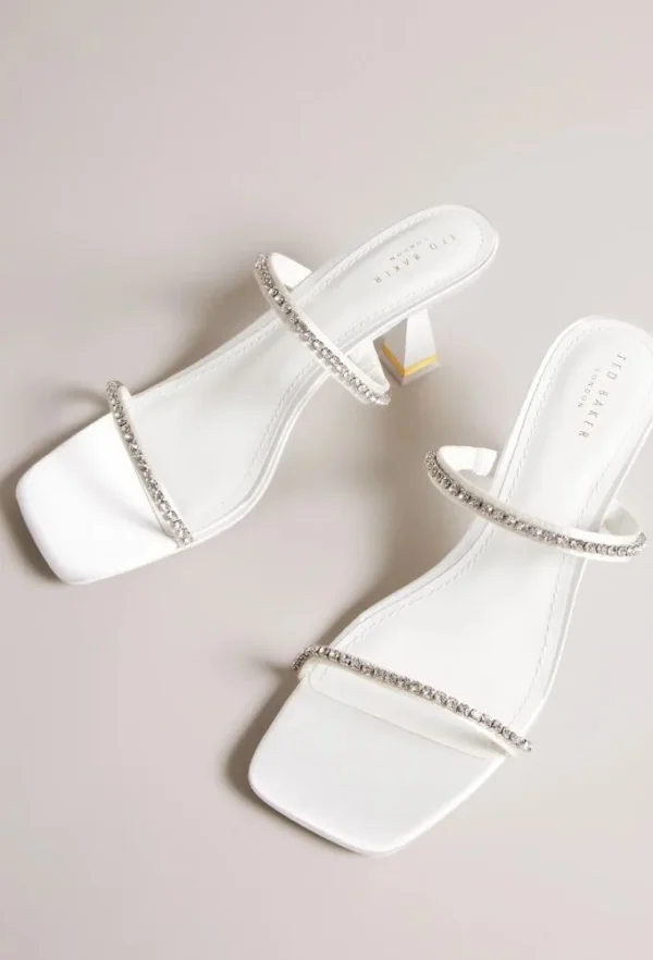 Ted Baker Rinita Λευκά Πέδιλα με Στρας και Λεπτά Λουράκια - Image 3