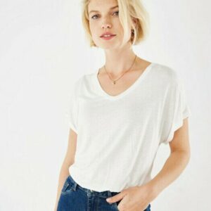 Mexx T-Shirt Off-White Μονόχρωμο
