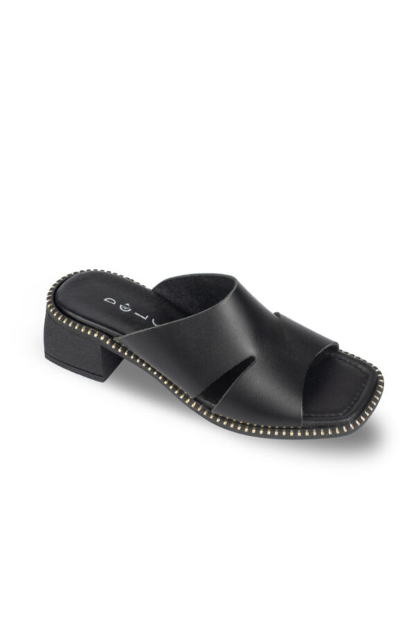 Dolce Δερμάτινo Μαύρο Mule με Τακούνι