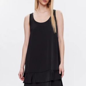 Liu Jo Midi Φόρεμα Μαύρο Regular Fit με Βολάν