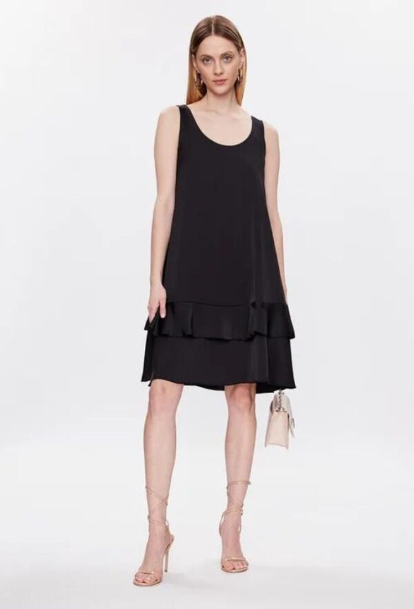 Liu Jo Midi Φόρεμα Μαύρο Regular Fit με Βολάν - Image 5