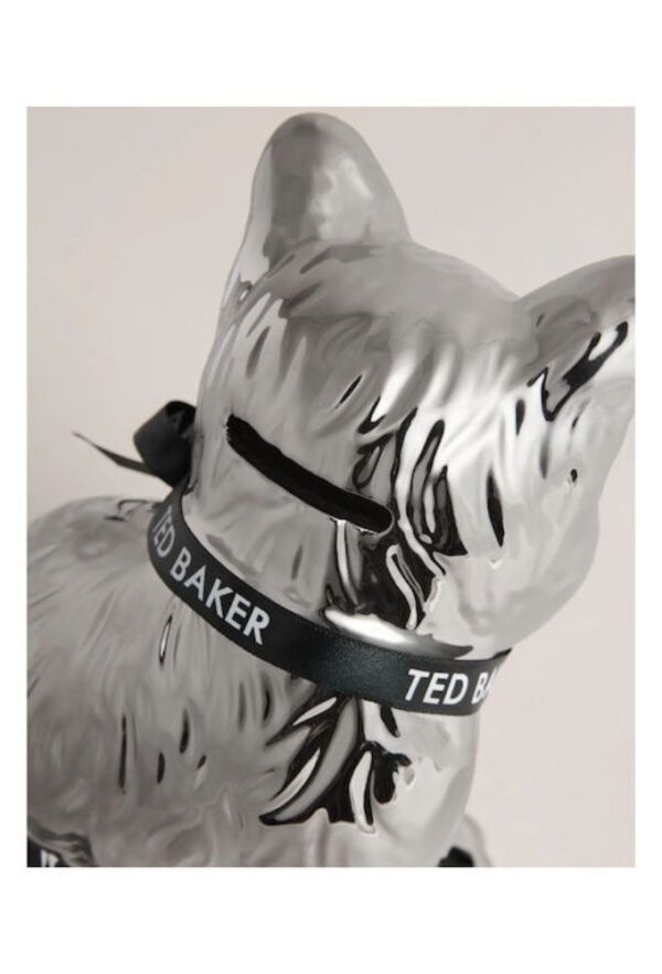 Ted Baker Διακοσμητική Γάτα Κουμπαράς από Κεραμικό  Ασημί - Image 2