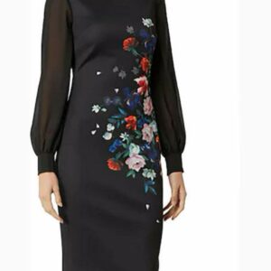 Ted Baker Midi Φόρεμα για Γάμο / Βάπτιση Μακρυμάνικο Μαύρο