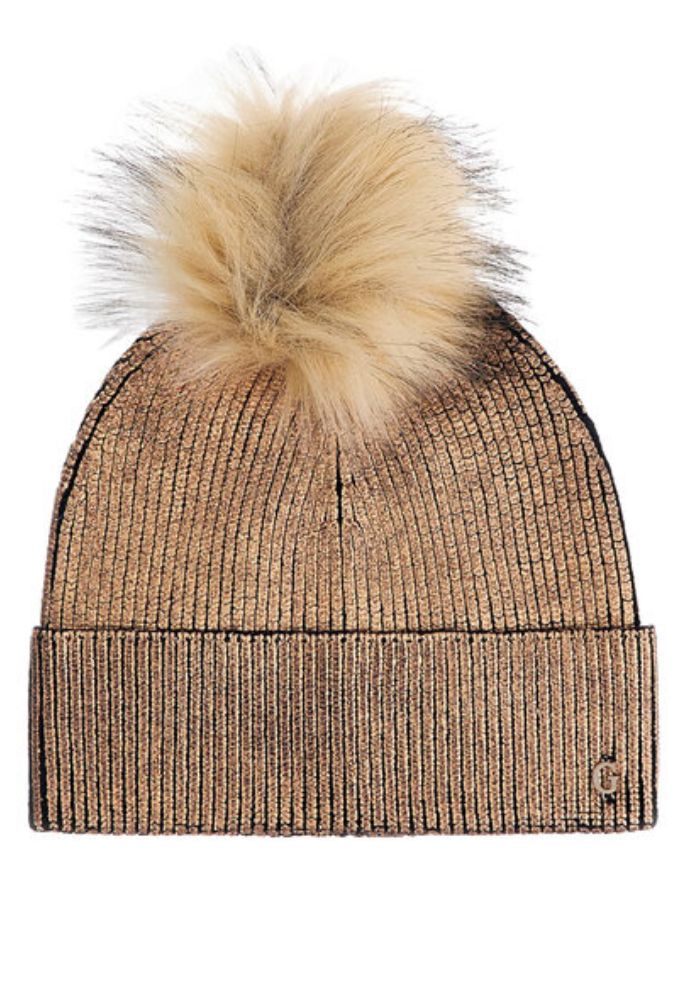 Guess Pom Pom Beanie Γυναικείος Σκούφος Πλεκτός Bronze