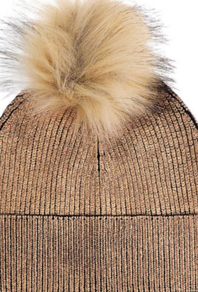 Guess Pom Pom Beanie Γυναικείος Σκούφος Πλεκτός Bronze - Image 2