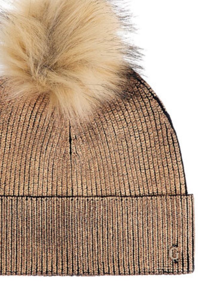 Guess Pom Pom Beanie Γυναικείος Σκούφος Πλεκτός Bronze - Image 3