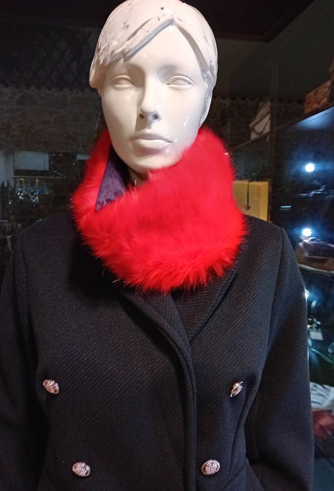Mexx Γυναικείος Λαιμός Κασκόλ Κόκκινος Γούνα - Image 2