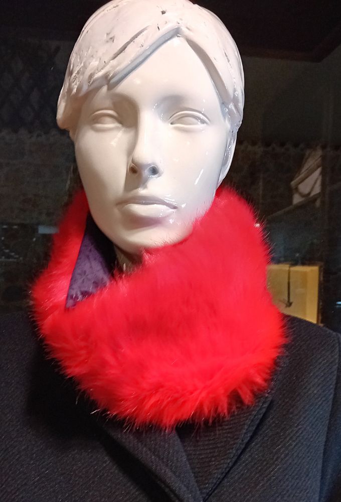 Mexx Γυναικείος Λαιμός Κασκόλ Κόκκινος Γούνα - Image 5