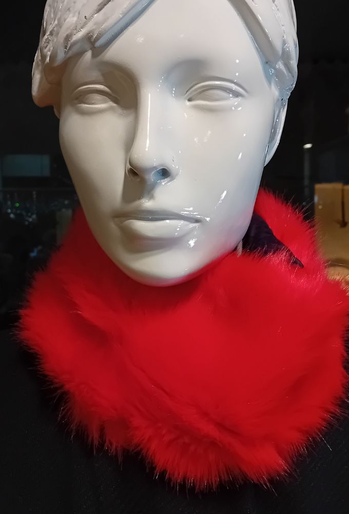 Mexx Γυναικείος Λαιμός Κασκόλ Κόκκινος Γούνα - Image 4