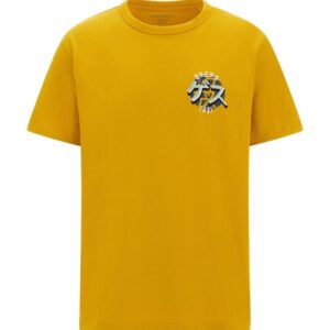 Guess Ανδρικό T-shirt Κίτρινο/Μουσταρδί με Κέντημα Μπροστά και Πίσω