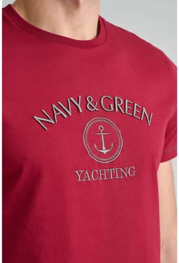 Navy&Green T-Shirt με Λαιμόκοψη Μπορντό - Image 2