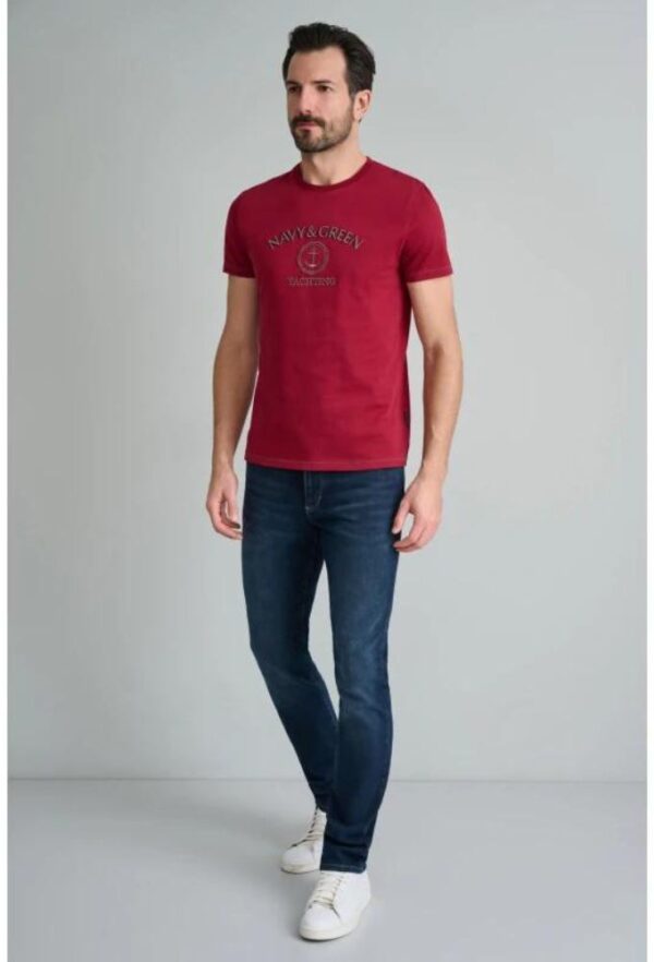 Navy&Green T-Shirt με Λαιμόκοψη Μπορντό - Image 3