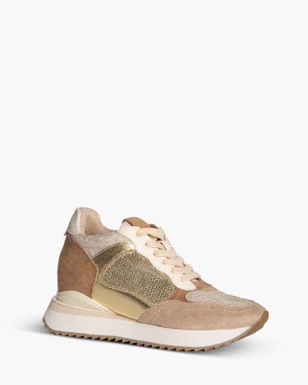 Corina Sneaker Μπεζ Χρυσό με εσωτερική φιάπα