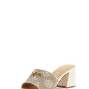 Guess Γυναικεία Λευκά Πέδιλα Gaide με Λογότυπα 4g και Peony