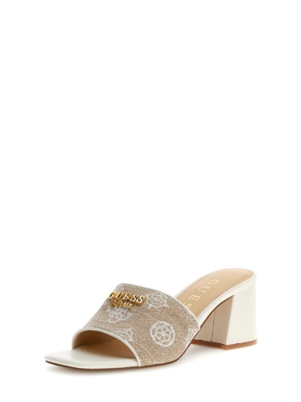 Guess Γυναικεία Λευκά Πέδιλα Gaide με Λογότυπα 4g και Peony