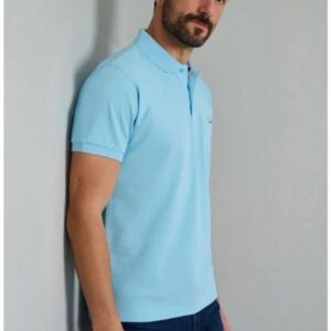 Navy&Green Ανδρική Μπλούζα Polo Γαλάζιο Μονόχρωμο Custom Fit