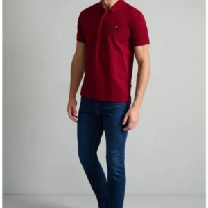 Navy&Green Ανδρική Μπλούζα Polo Mπορντό Μονόχρωμο Custom Fit