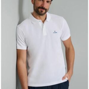 Navy&Green Ανδρική Μπλούζα Polo Λευκό Μονόχρωμο Custom Fit