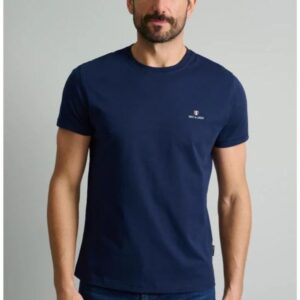 Navy&Green T-Shirt με Λαιμόκοψη Mπλέ Σκούρο