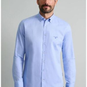 Navy&Green Πουκάμισο Ανοιχτό Μπλέ Comfort Fit