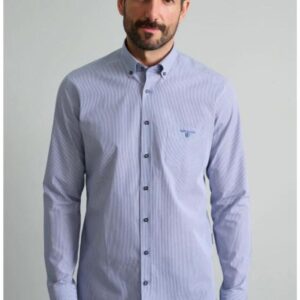 Navy&Green Πουκάμισο Μπλέ/Άσπρο Comfort Fit