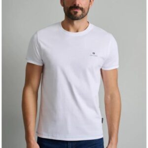 Navy&Green T-Shirt με Λαιμόκοψη Άσπρο