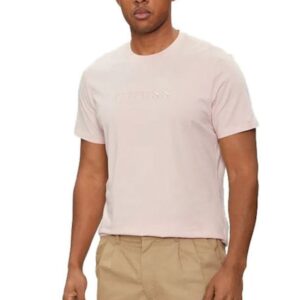 Guess Ανδρικό T-shirt Κοντομάνικο Ροζ