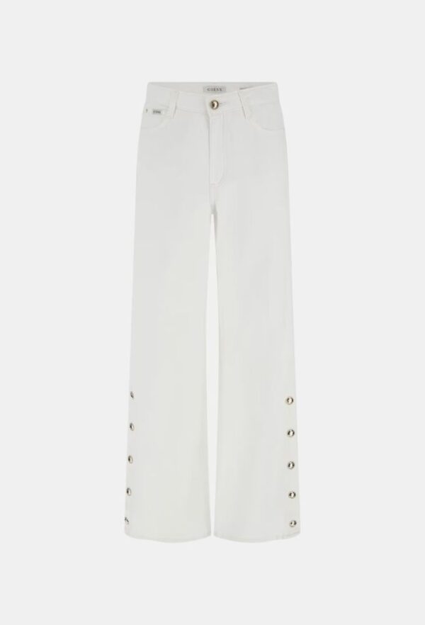 Guess Ψηλόμεσο Τζιν Παντελόνι Wide Leg Λευκό - Image 9