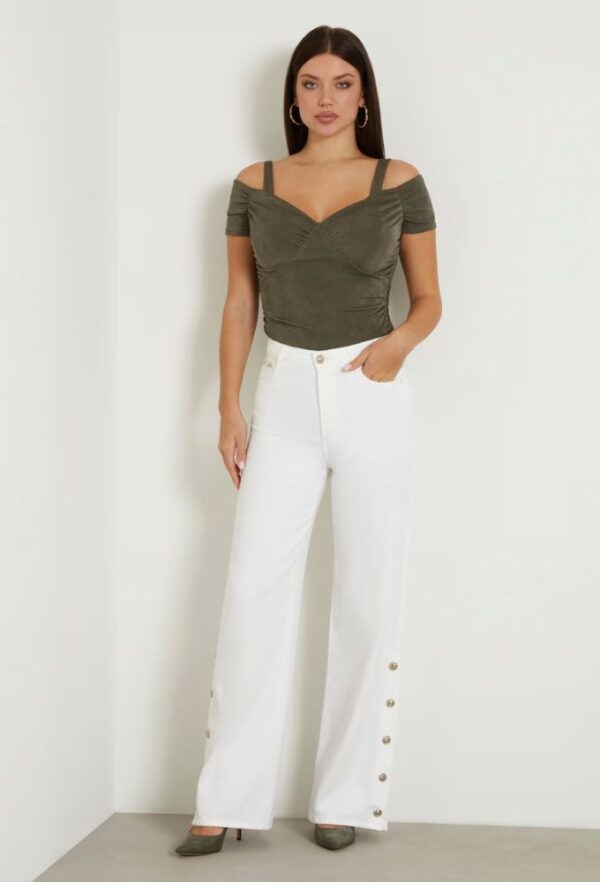 Guess Ψηλόμεσο Τζιν Παντελόνι Wide Leg Λευκό - Image 3
