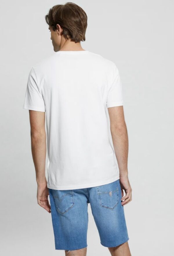 Guess Ανδρικό T-shirt Κοντομάνικο Λευκό με Λογότυπο Μπροστά - Image 4