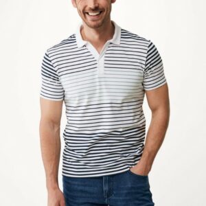 Mexx Fashion Ανδρικό Polo Κοντομάνικο Λευκό με Ρίγες