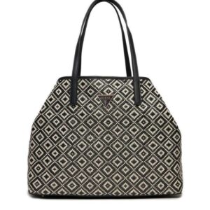 Guess Vikky Γυναικεία Large Tote Τσάντα Μαύρο/Άσπρο