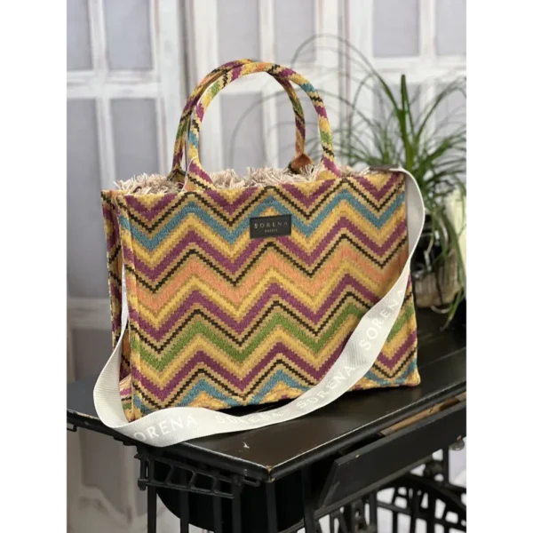 Sorena Χειροποίητη Πολύχρωμη Τσάντα Imerovigli Tote Bag - Image 2